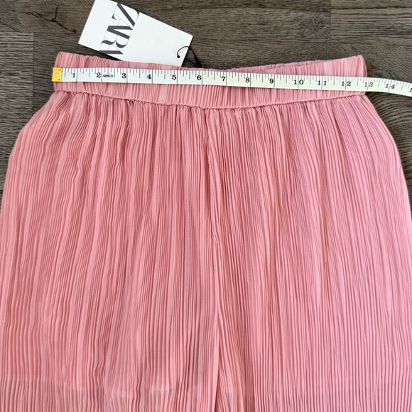 Zara Plissé Pleated Palazzo Flowy Wide Leg Pants - Size M - Pink - NWT - Picture 8 of 12